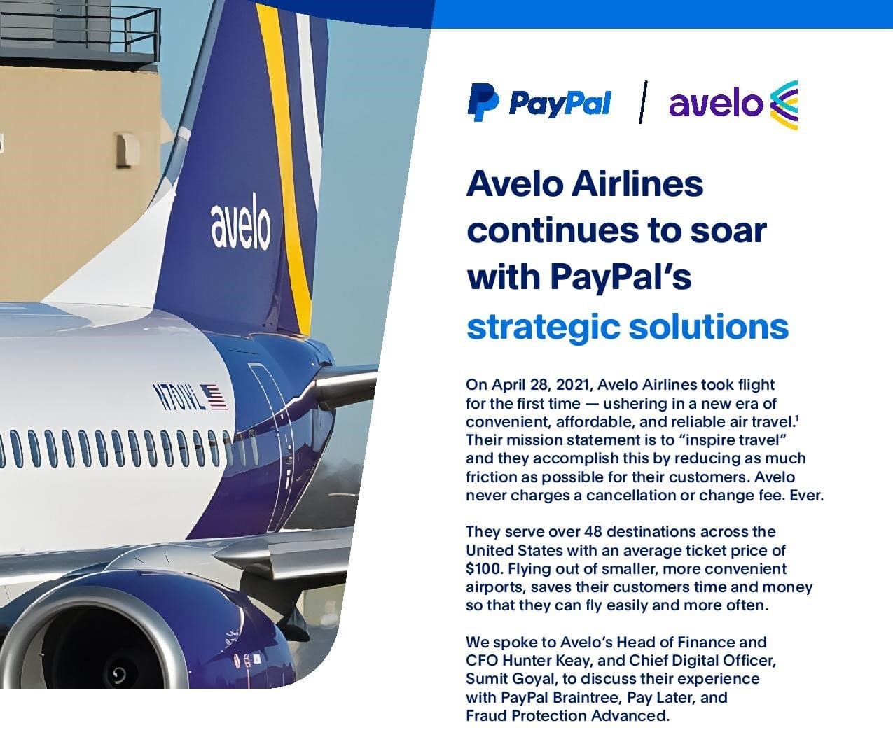 PayPal Case Study - Avelo increased approval rates and AOV with PayPal Braintree
