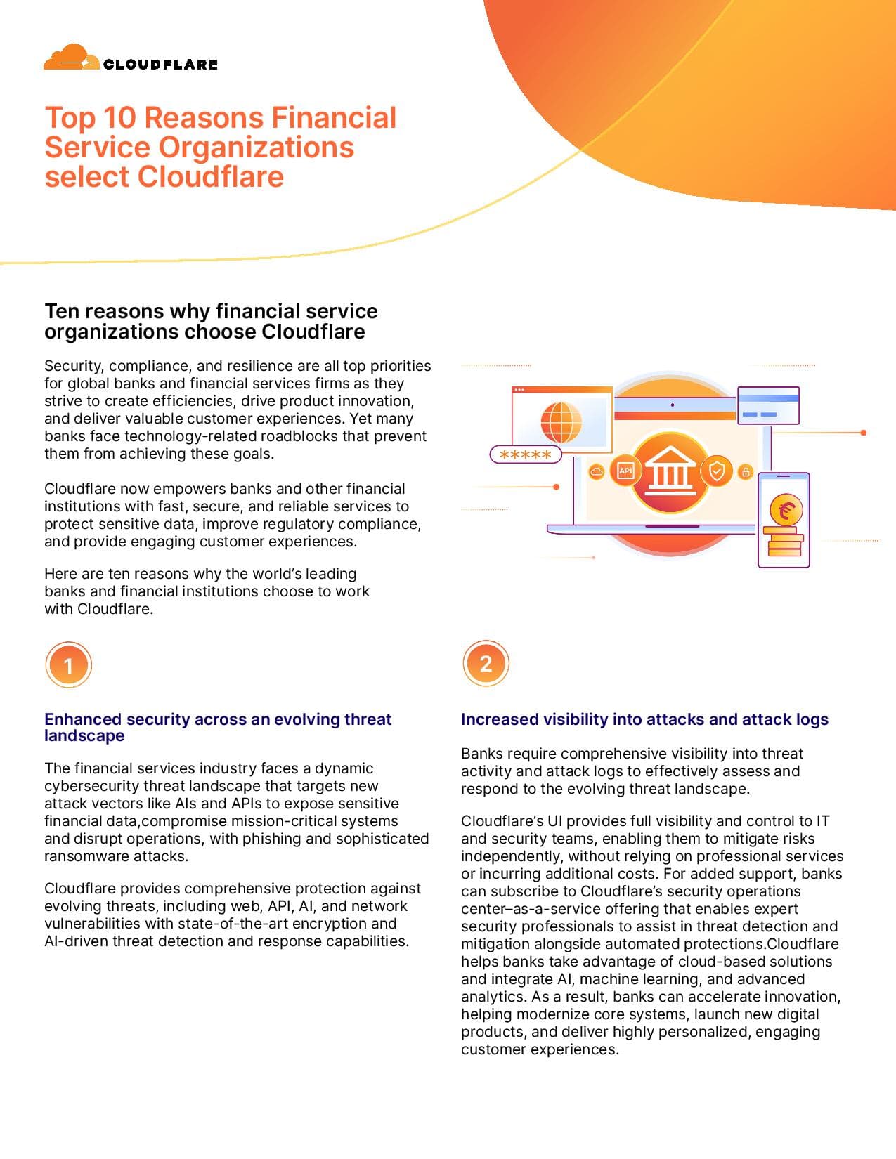 Top 10 Reasons Financial Service Organizations select Cloudflare
